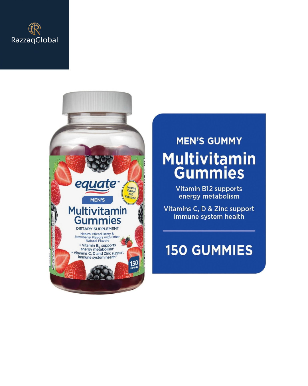 Equate Men’s Multivitamin Gummies Mixed Berry 150 Ct 💙🍓