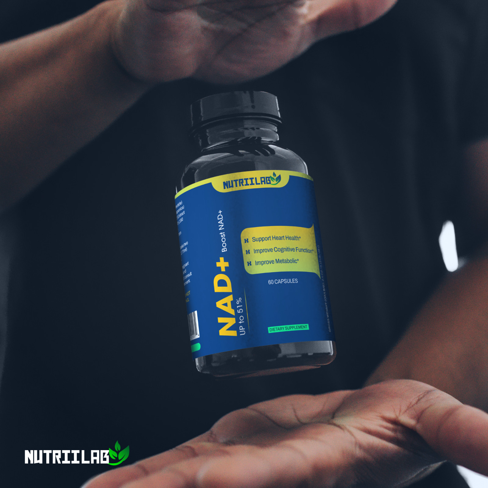 NutriiLab NAD+ Supplement Cellular Energy Anti-Aging DNA Repair Longevity Caps