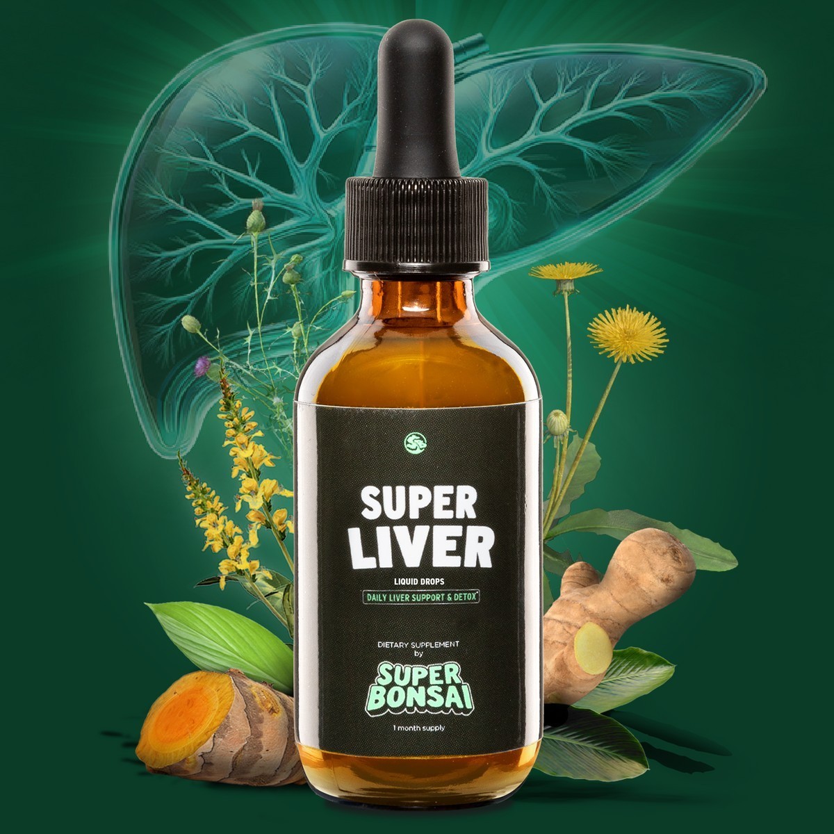 SuperBonsai Super Liver ?C Herbal Liquid Drops with Milk Thistle & Turmeric