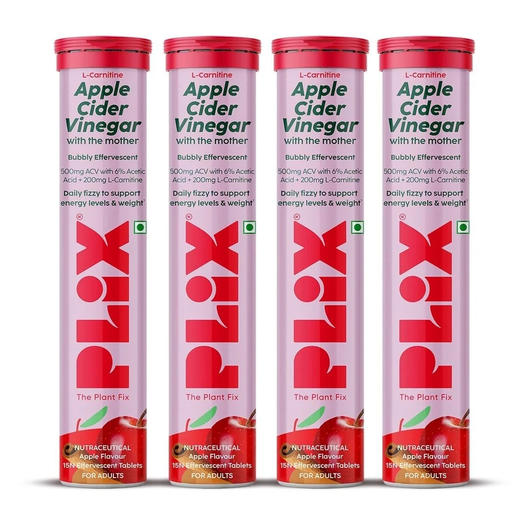 The Plant Fix Plix L Carnitine ACV Effervescent Tablets 15 capsules Pack Of 4