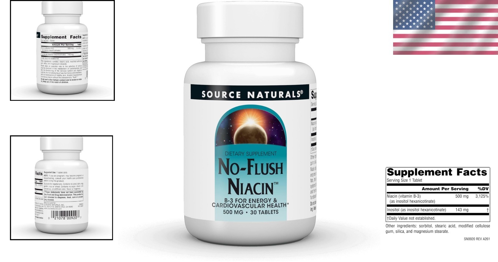 500 mg Unflavored Niacin B-3 – 30 Gluten-Free Tablets for Energy & Heart Support