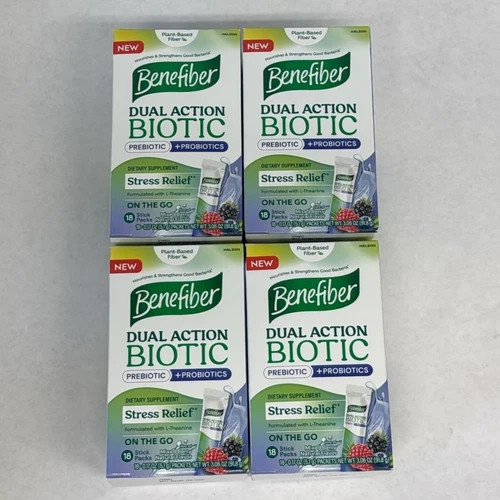 Benefiber Dual Action Biotic Plus Stress Relief 72Packs Exp 3-02/2026 & 1-12/25