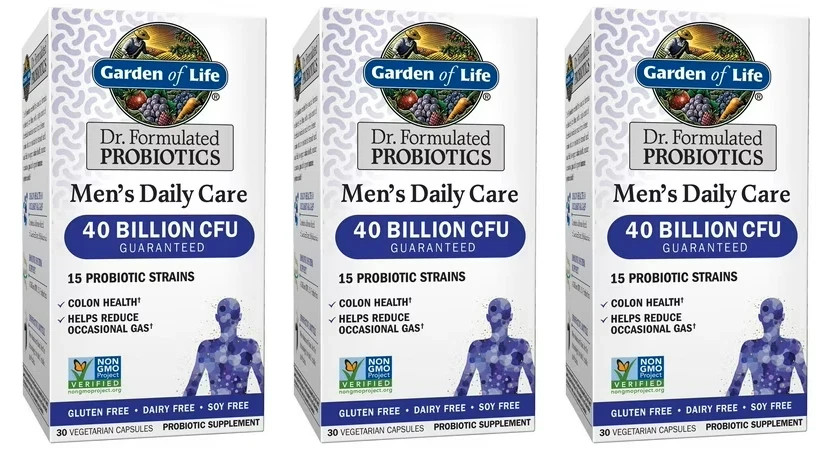 Pack 3 Garden of Life Dr. Formulated Men’s Probiotics, 40 Billion CFU, 08/2026