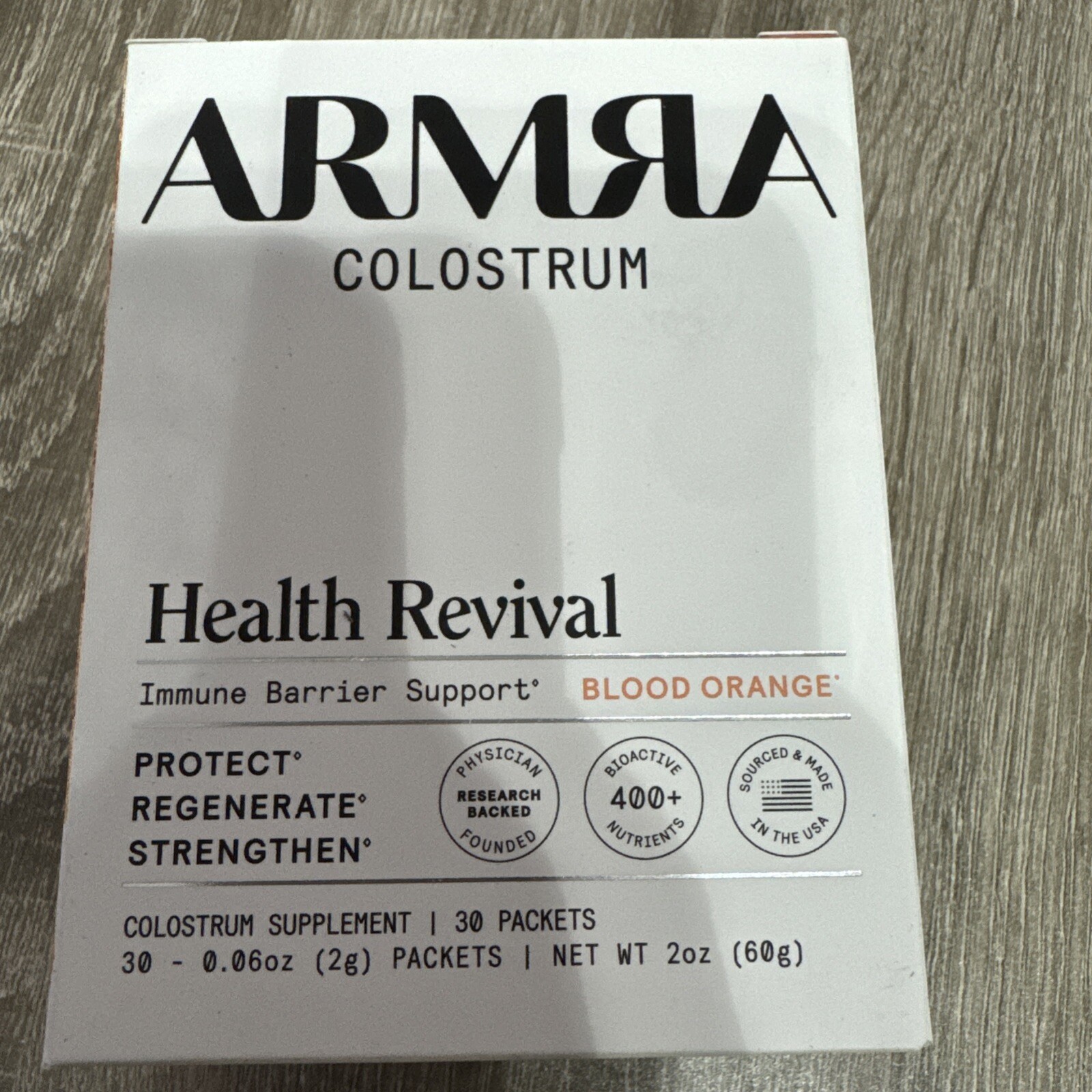 ARMRA Colostrum Health Revival Blood Orange Immune Barrier Support 30 Pack 8/26