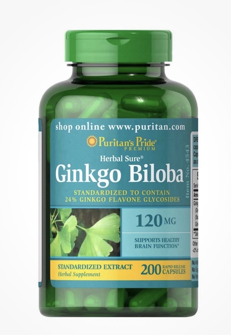 Ginkgo Biloba 120mg, 200 Caps Brain Memory Functions Exp 4/2026