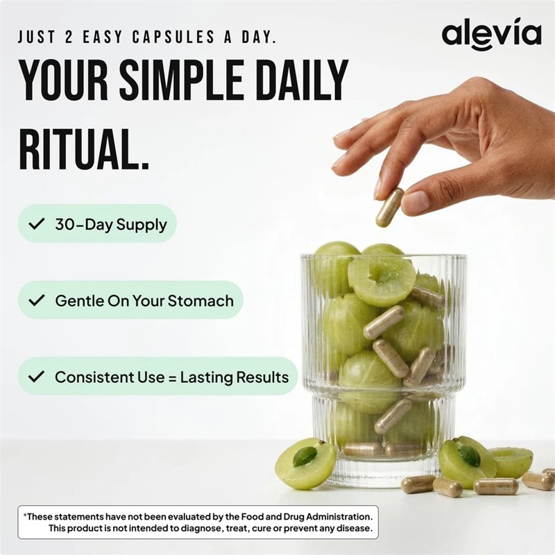 3x Alevia Organic Amla Capsules 1000mg Indian Gooseberry Antioxidant Supplement