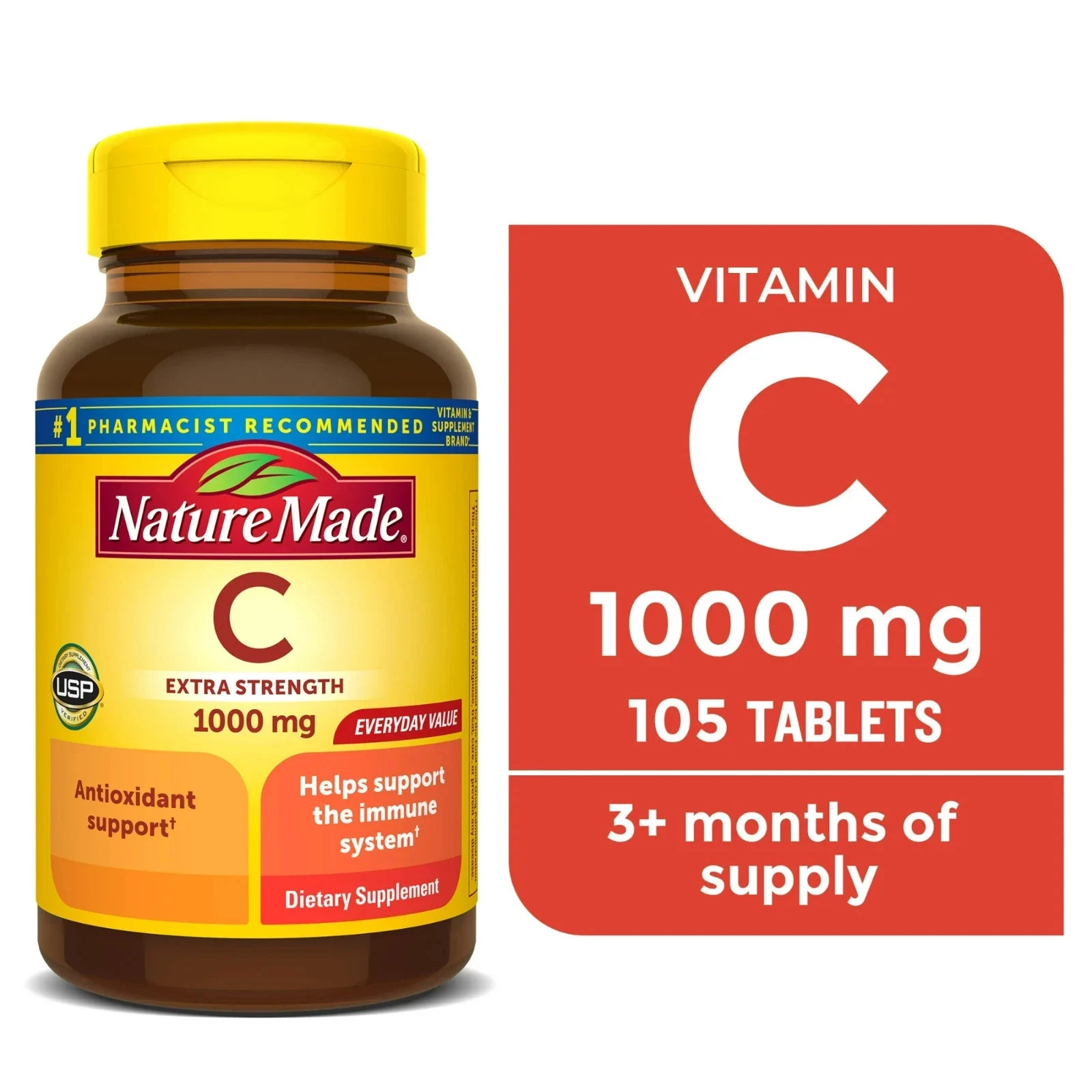 Nature Made Extra Strength Vitamin C 1000 Mg, Dietary Supplement for Immune Supp