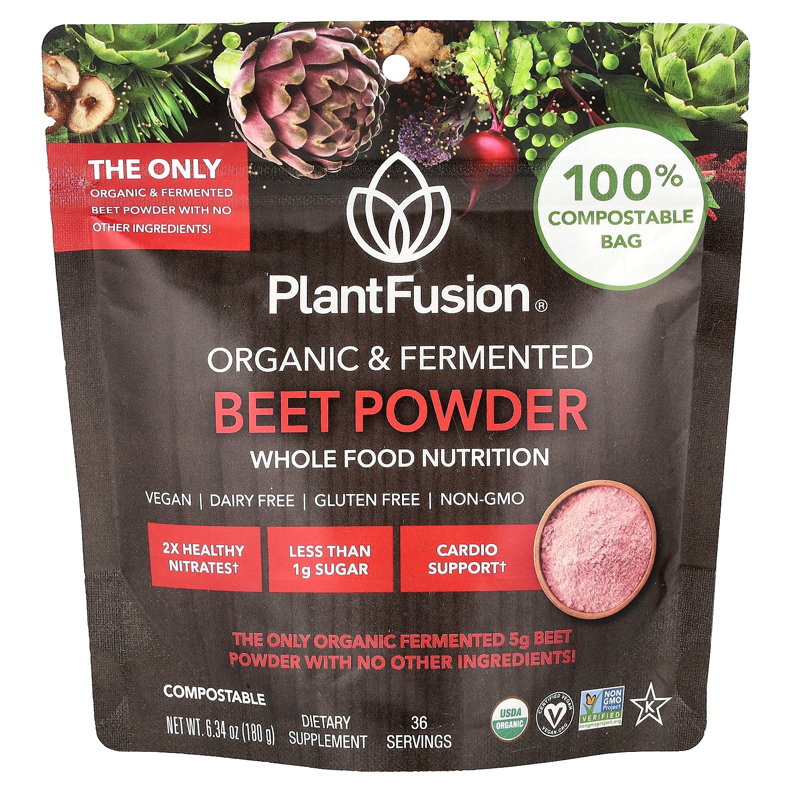 Organic & Fermented Beet Powder, 6.34 oz (180 g)