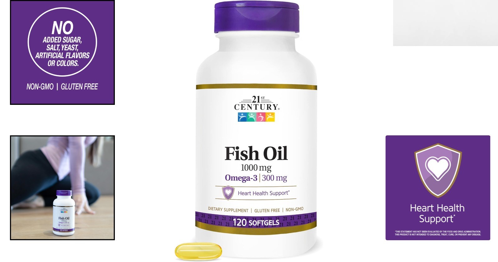 Gluten-Free 1000 mg Fish Oil Softgels – 120 Count for Cardiovascular Wellness