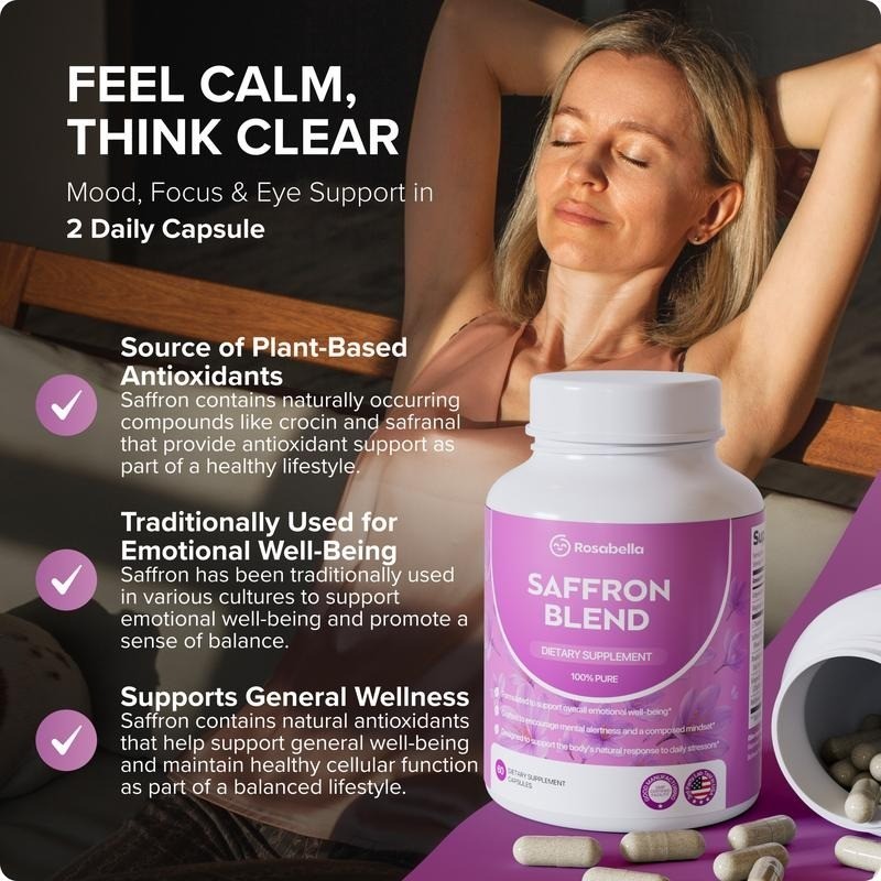 Rosabella [88mg] Supplement Saffron for Mental Clarity, Digestion, Positive Mood