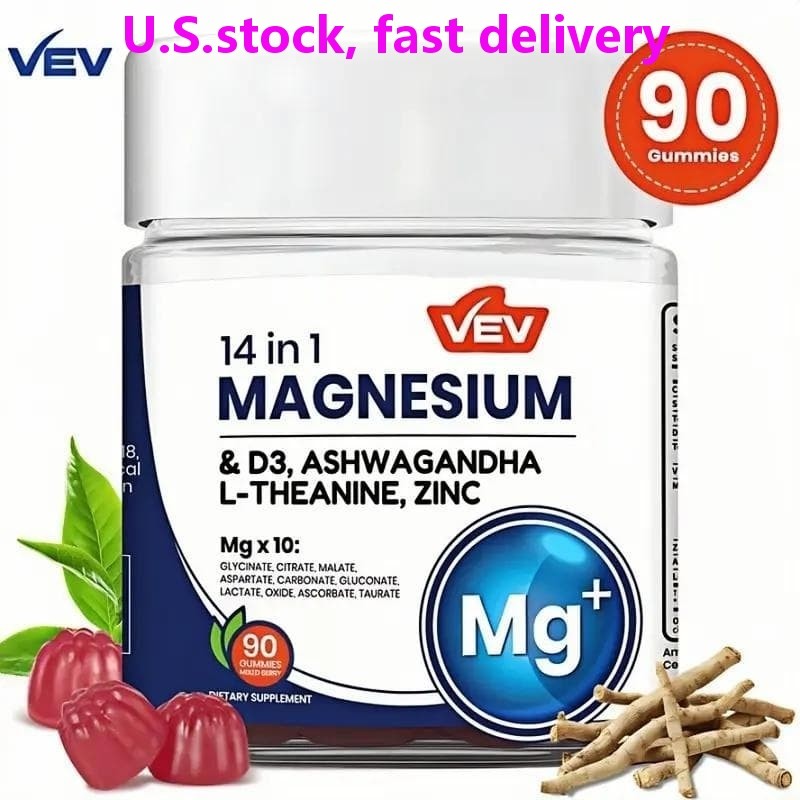 VEV 14-in-1 Magnesium Gummies – with Ashwagandha, L-Theanine, Vitamin D3 & Zinc