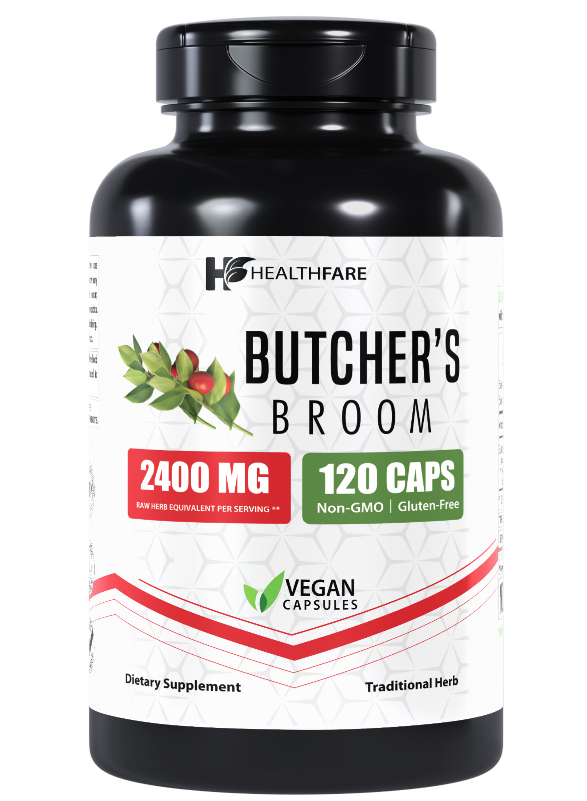 Healthfare Butchers Broom Capsules | 2400mg | 120 Count | Supports Blood