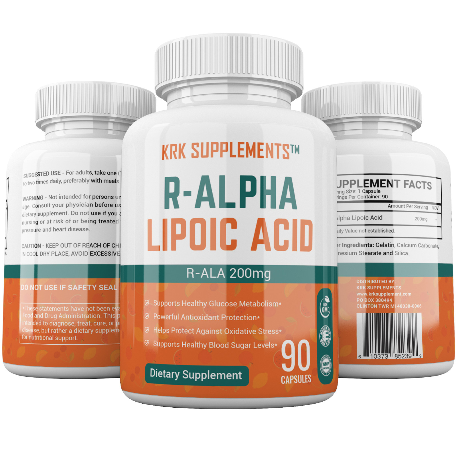 1 Bottle R-ALA R-Alpha Lipoic Acid 200mg Antioxidant Blood Sugar Glucose Support