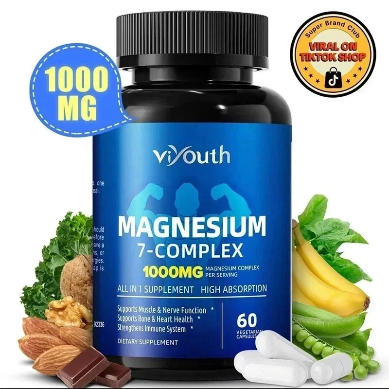 1-3PCS Viyouth Magnesium 7 Complex Capsules 60 Count Sleep Support Bone Health-+