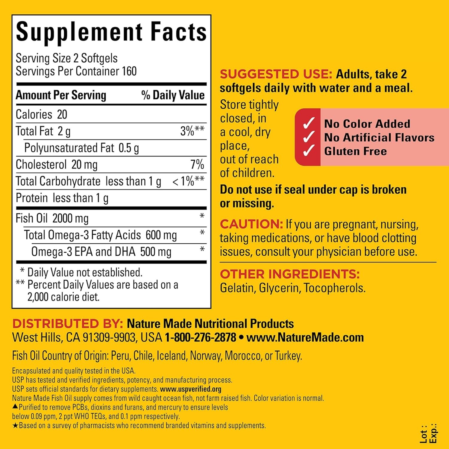 Omega 3 Fish Oil 1000mg Softgels, 320 Count for Heart Health Support