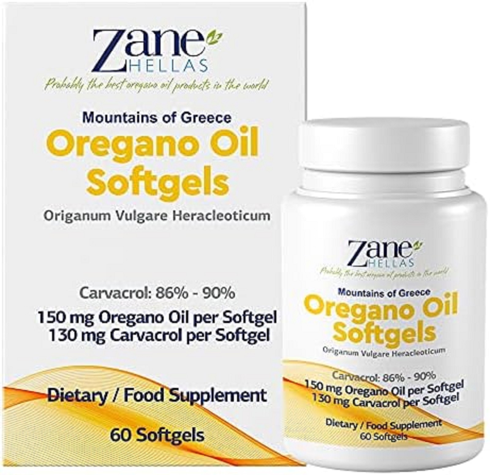 130 mg Carvacrol – 150 mg Oregano Oil per Softgel. World Highest Concentratio…