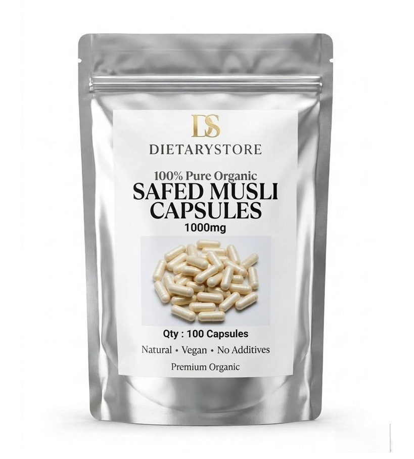 High Strength Safed Musli 1000mg Pure Chlorophytum Borivilianum (100 Caps)