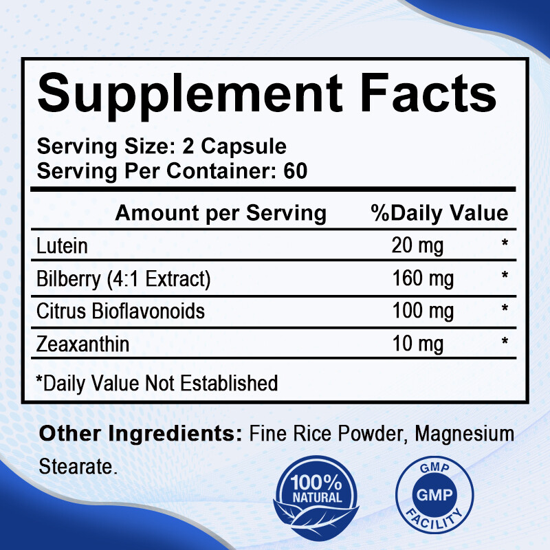 Eye Health 120 Capsules, Lutein Zeaxanthin, Vision Health, Eye Support
