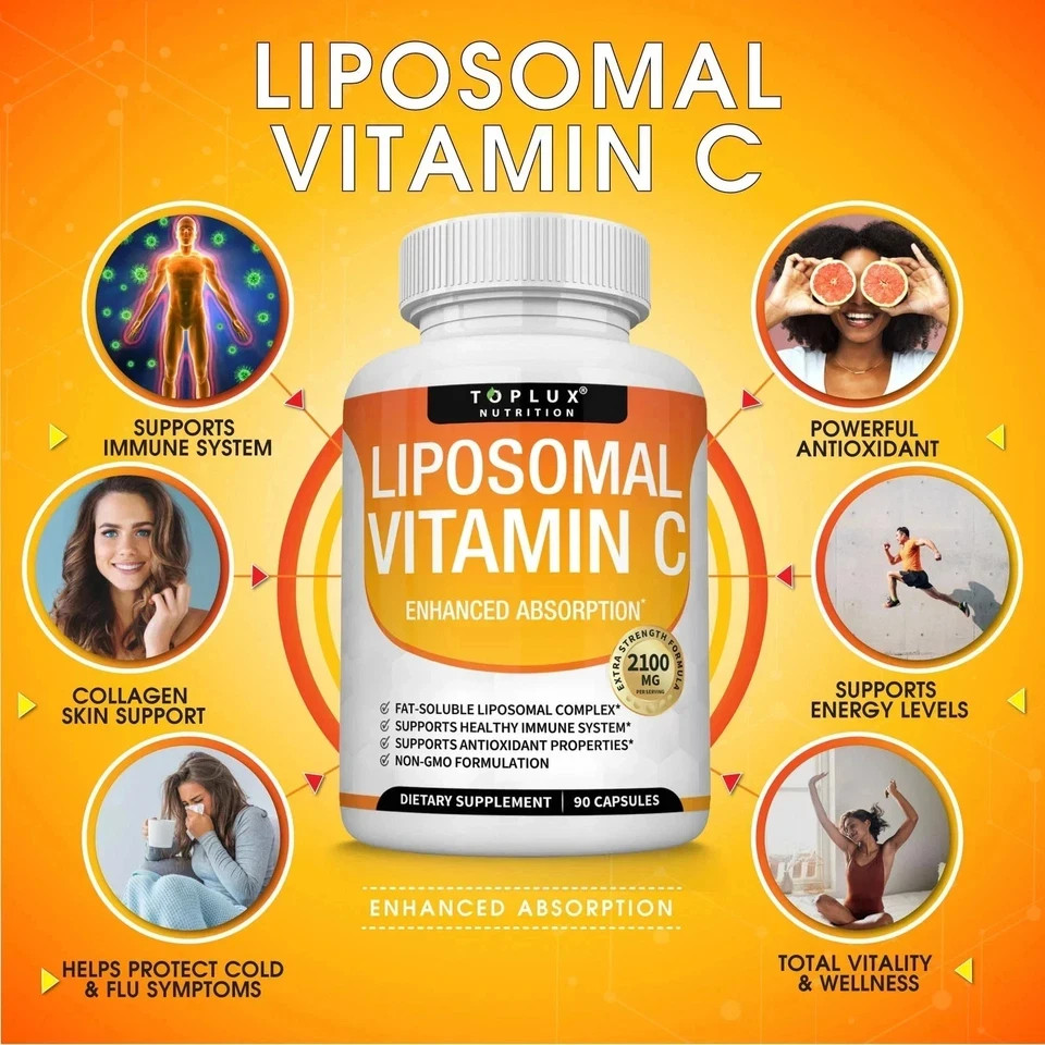 New Liposomal Vitamin C 2100mg High Absorption Fat Soluble VIT C…
