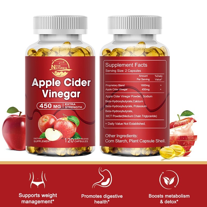 Apple Cider Vinegar Capsules | 2400mg | 120 Count | Non-GMO | by Nature’s Live