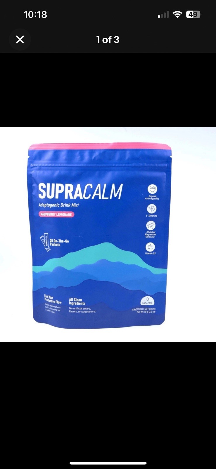 Supracalm Powdered Drink Packets (20) Relaxation & Focus No Sugar/GMO Exp 8/26
