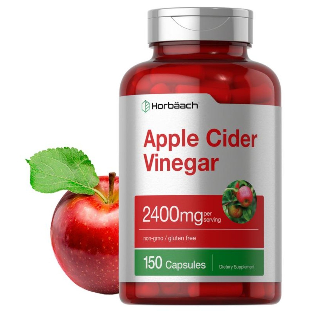 Horbäach Apple Cider Vinegar Capsule Supplement Pills 2400mg | 150 Total Count