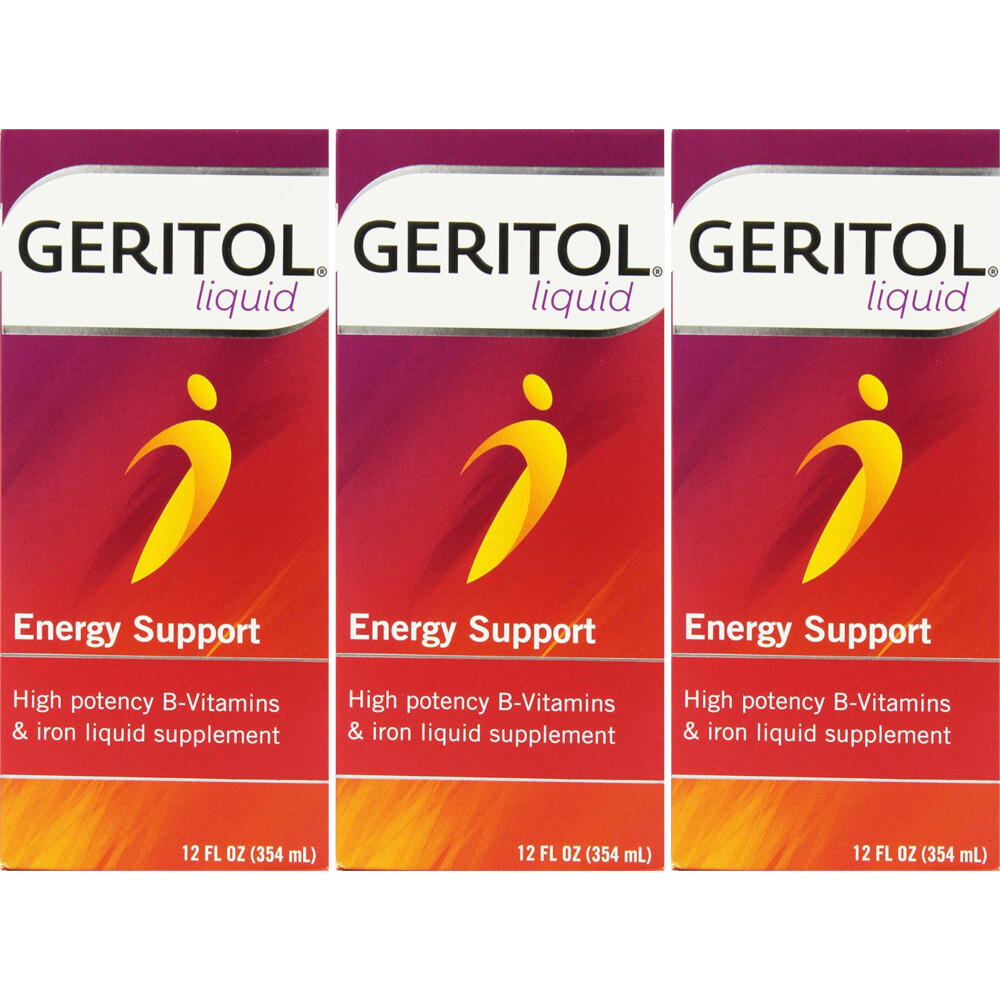 3 Pack Geritol Liquid High Potency Vitamin & Iron Supplement 12Oz Each