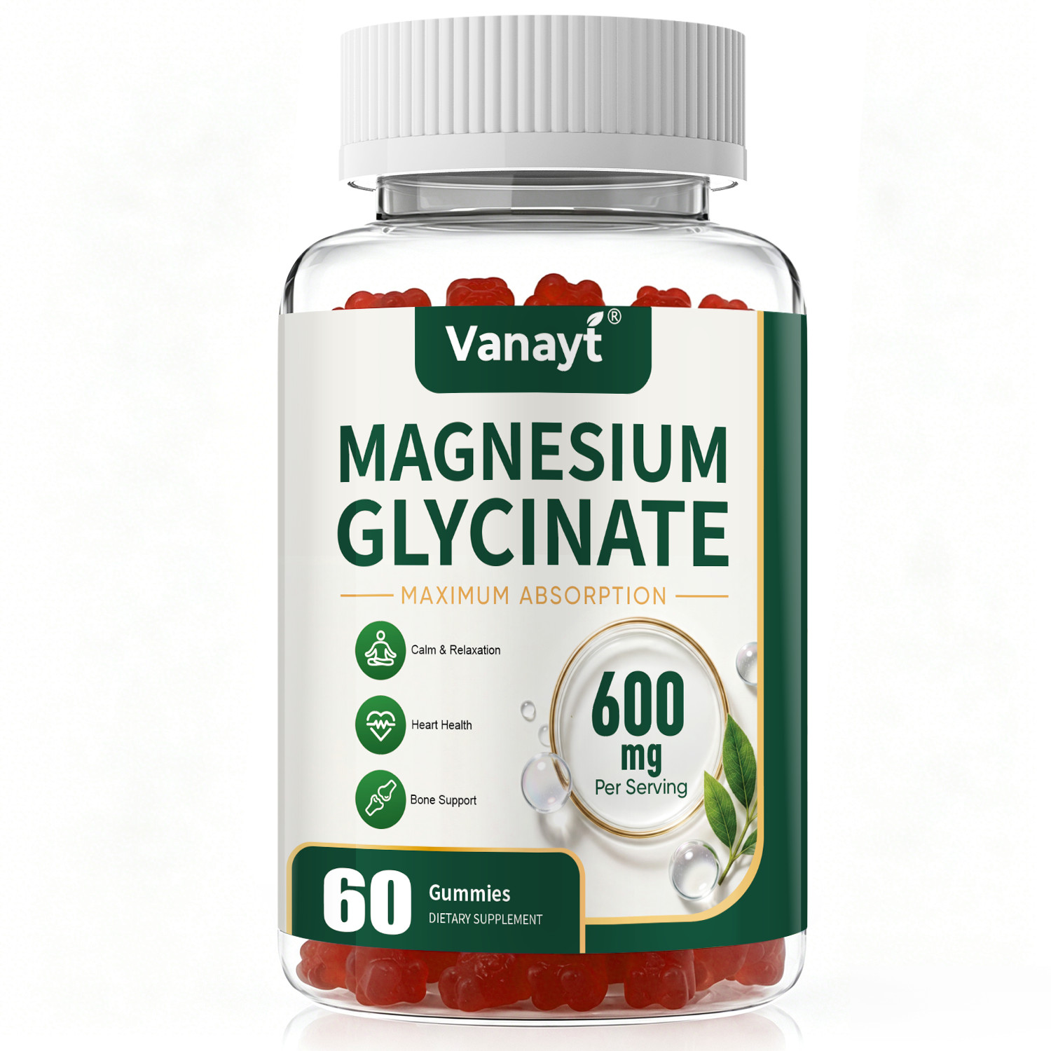 Magnesium Glycinate 600mg With Vitamin D3 Sleep Support, Stress & Anxiety Relief
