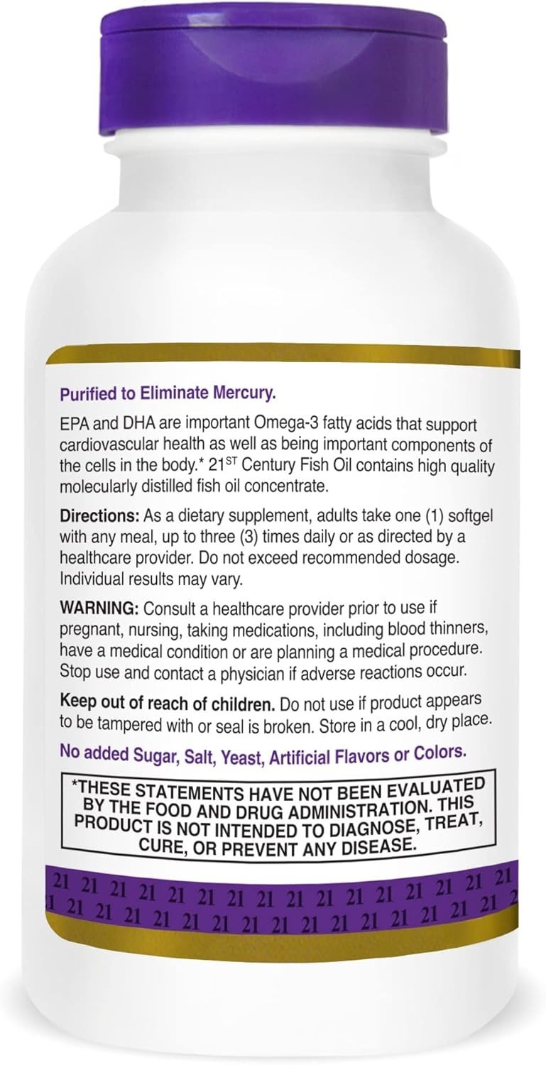 Gluten-Free 1000 mg Fish Oil Softgels – 120 Count for Cardiovascular Wellness