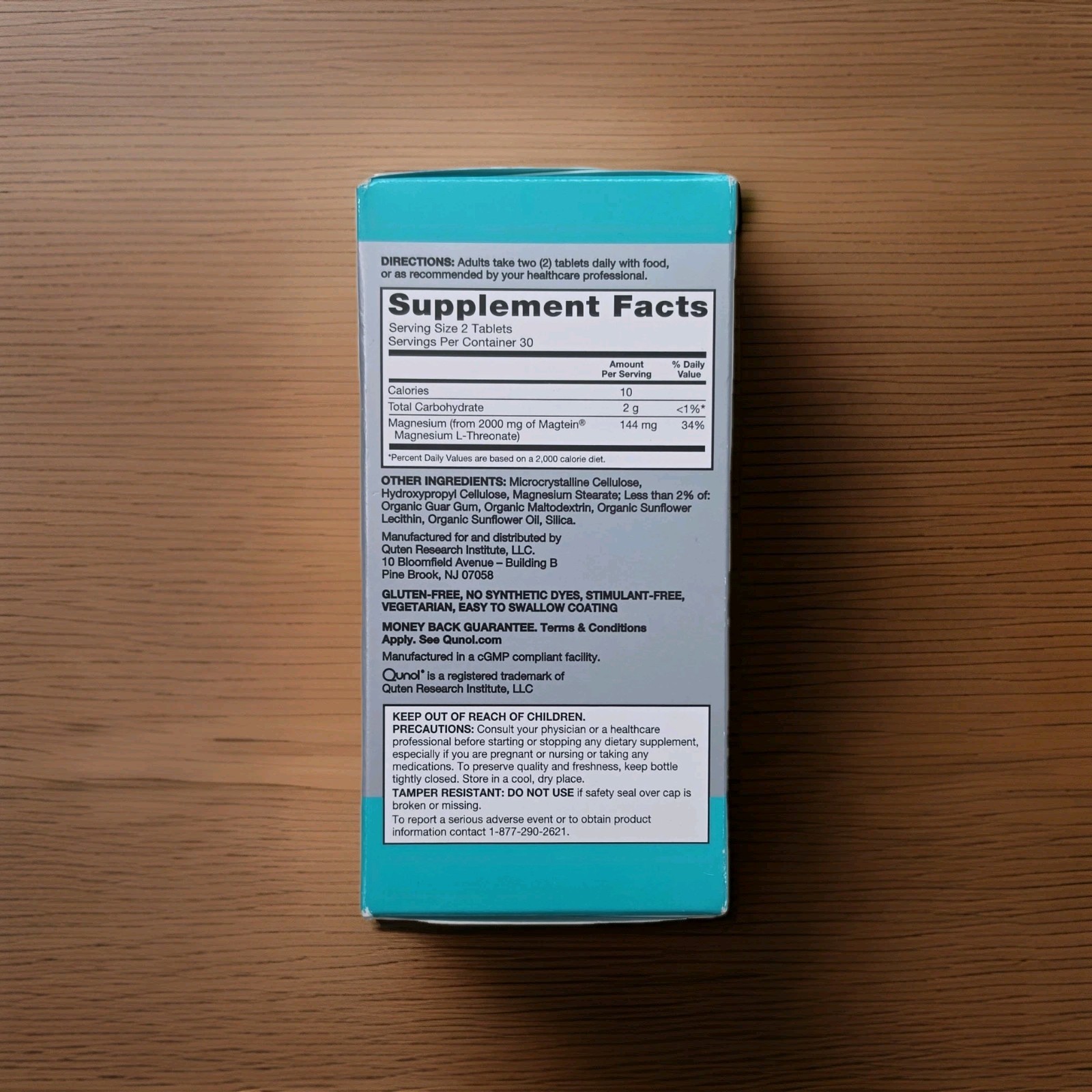 Qunol Q-Mag Magtein Magnesium L-Threonate Tablets 60 Gluten-Free Non-GMO