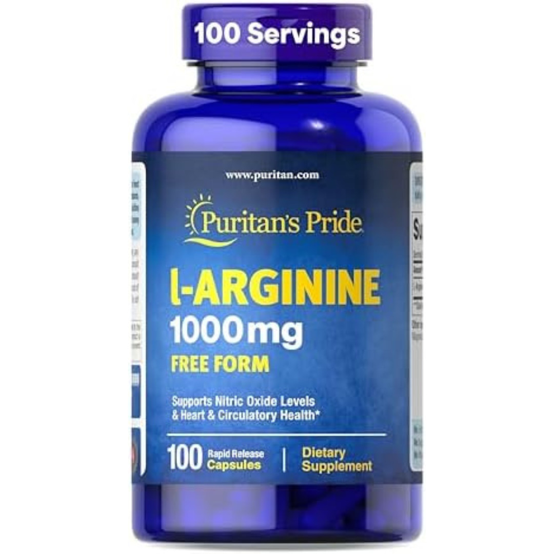 Puritan’s Pride L-arginine 1000 Mg Capsules, 100 Count, White