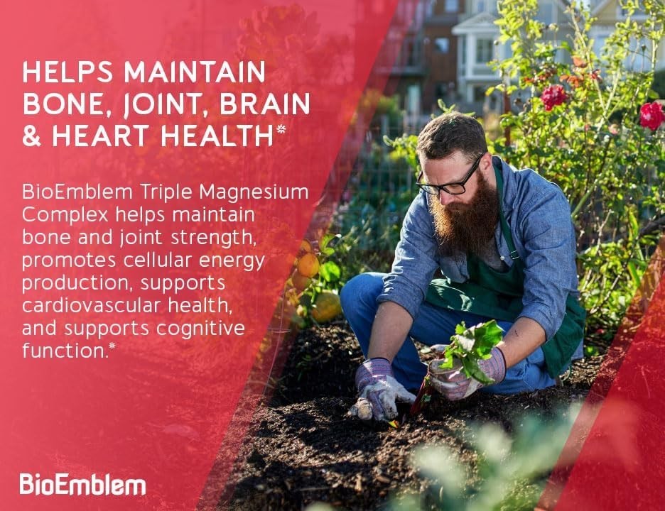 BioEmblem Triple Magnesium Complex 300mg – Glycinate Malate Citrate, 90 Caps