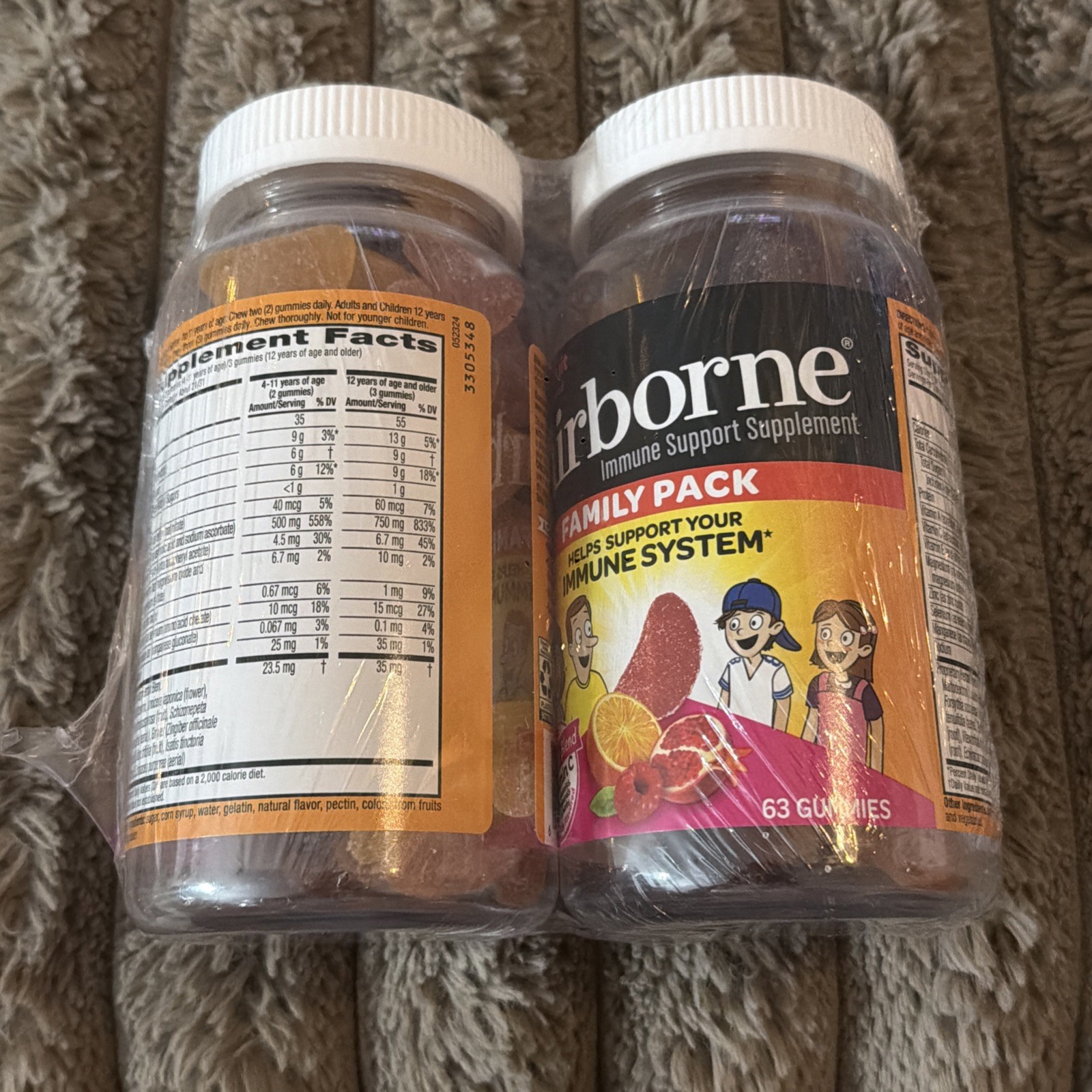 X2 Airborne Immune Support FAMILY PACK Mixed Fruit 63 Gummies Each – 07/27