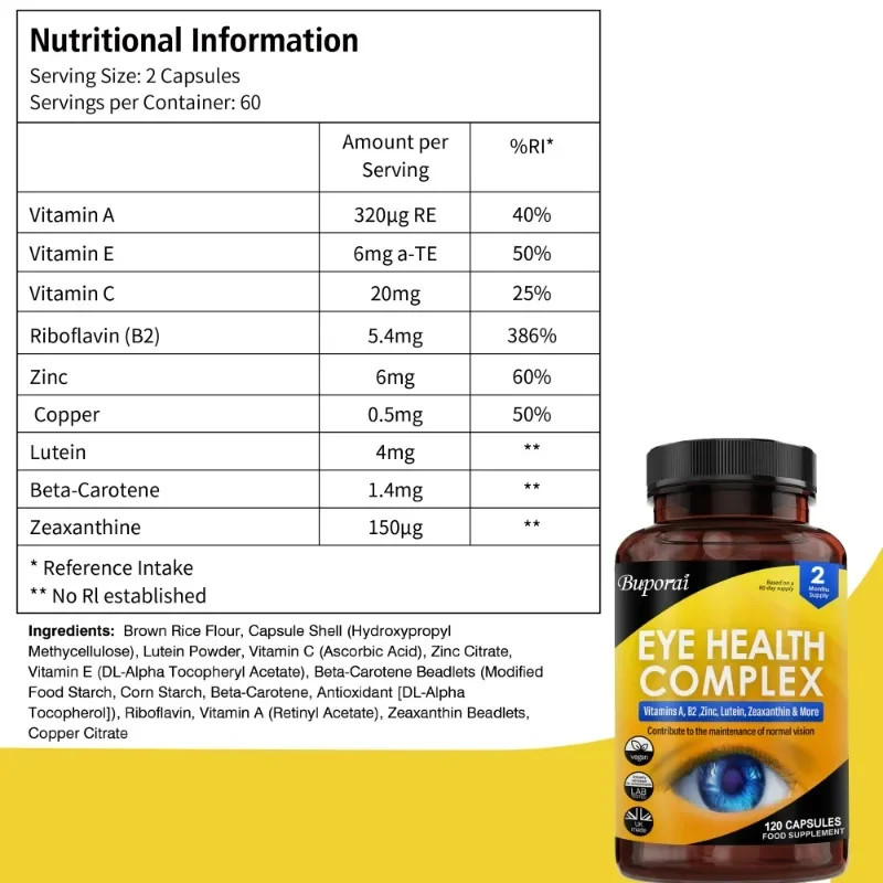 Eye Health 120pcs, Nutrient Absorption, Reduce Fatigue, Improve Visual Clarity