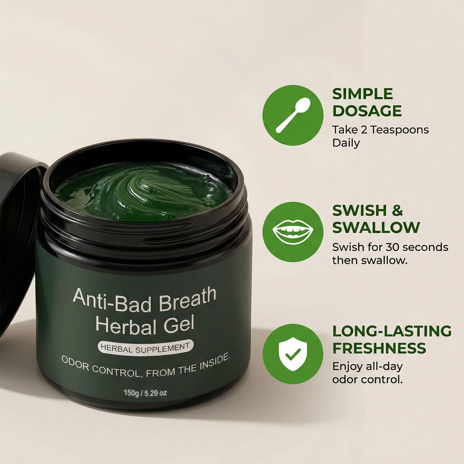 Herbal Gel Supplement Anti-Bad Breath Freshening Formula 1PCS Natural Mint