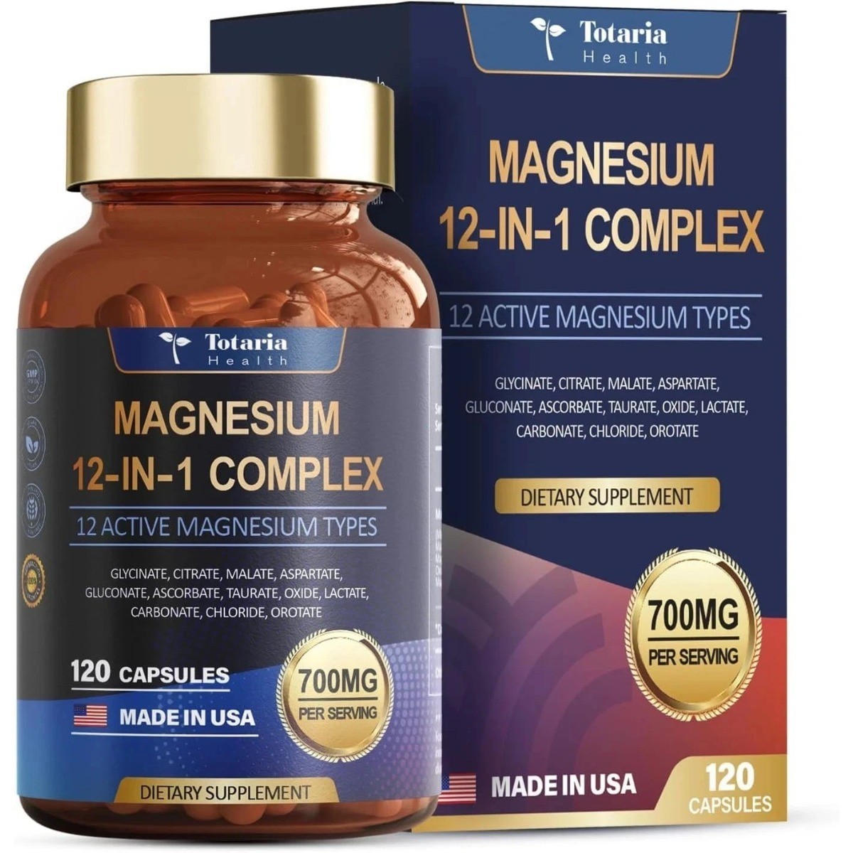 Totaria Magnesium 12-in-1 Complex 700mg –12 Active Forms for Muscle & Relaxation