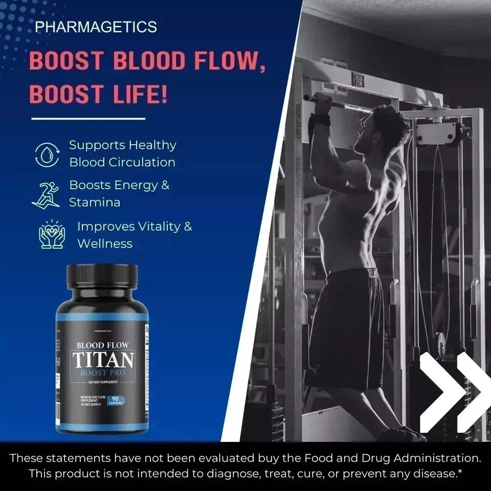 Blood Flow Titan Boost Pro Mens Blood Flow Supplement – 90 Capsules | Pack of 3