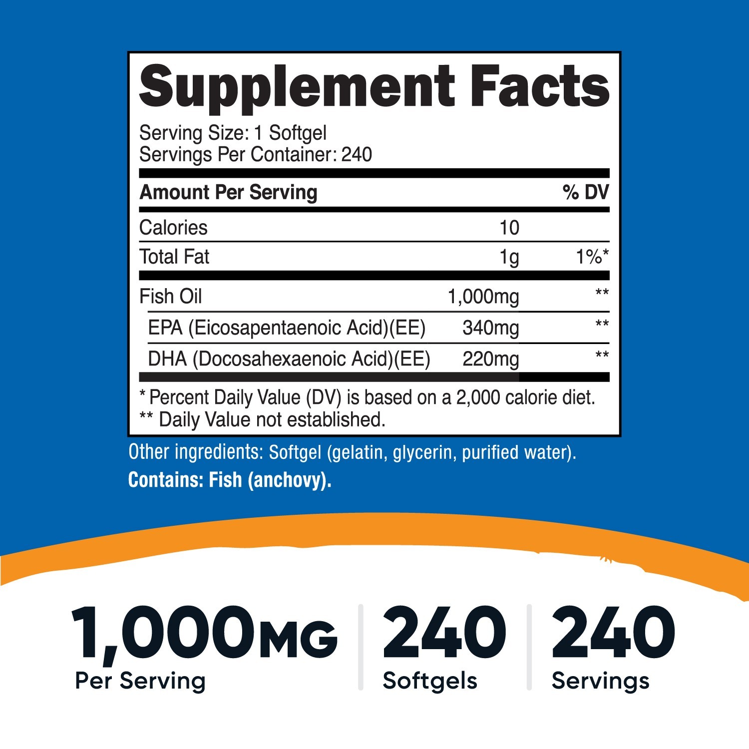 Nutricost High Quality Fish Oil 1000mg (560mg of Omega-3), 240 Softgels