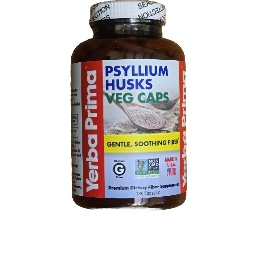 Yerba Prima Psyllium Husks Veg Capsules 625 mg, 180 Capsules