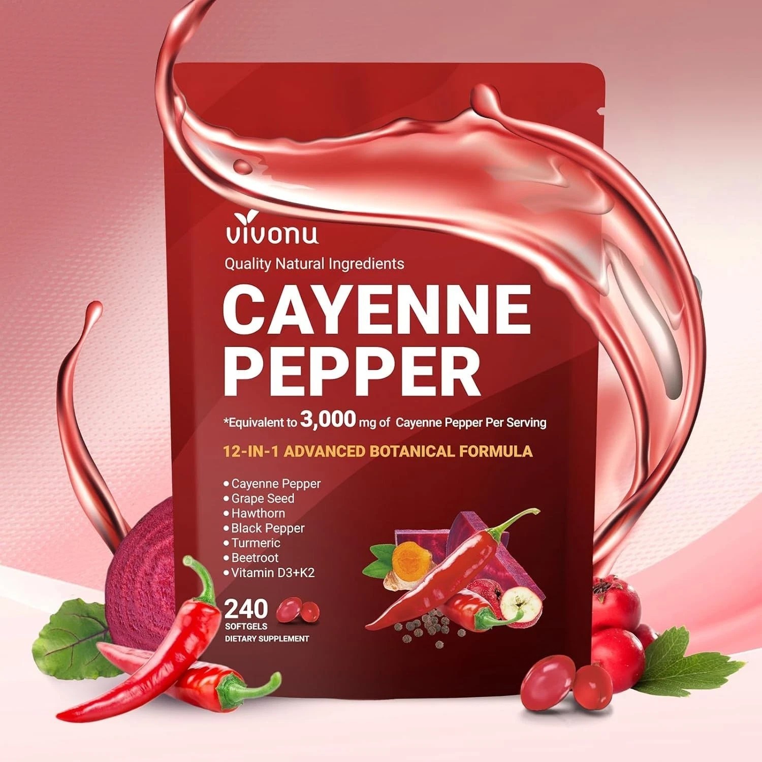 Capsules Supplement NEW VivoNu FREE Softgels Pepper – Cayenne SHIP 240