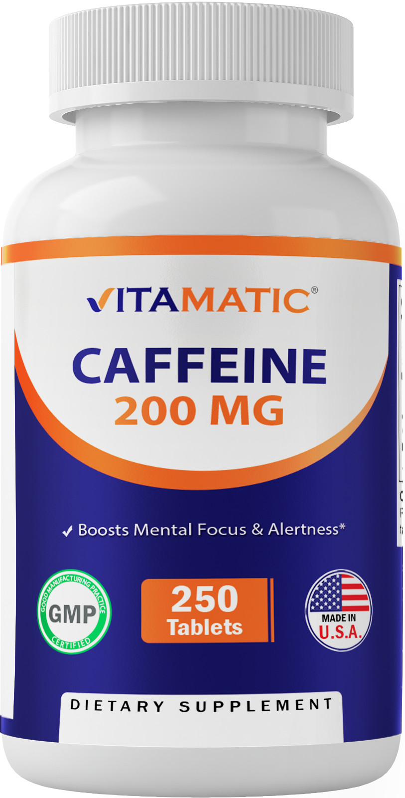 Vitamatic Caffeine Pills 200mg per Serving – 250 Vegetarian Tablets