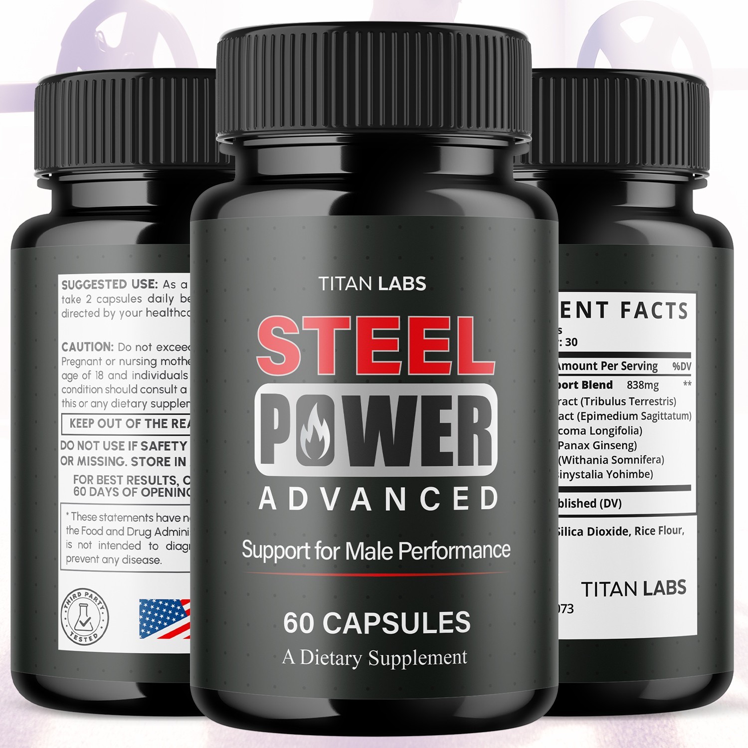 (3 Pack) Steel Power Advanced Male Health Support Supplement SteelPower 180 Caps