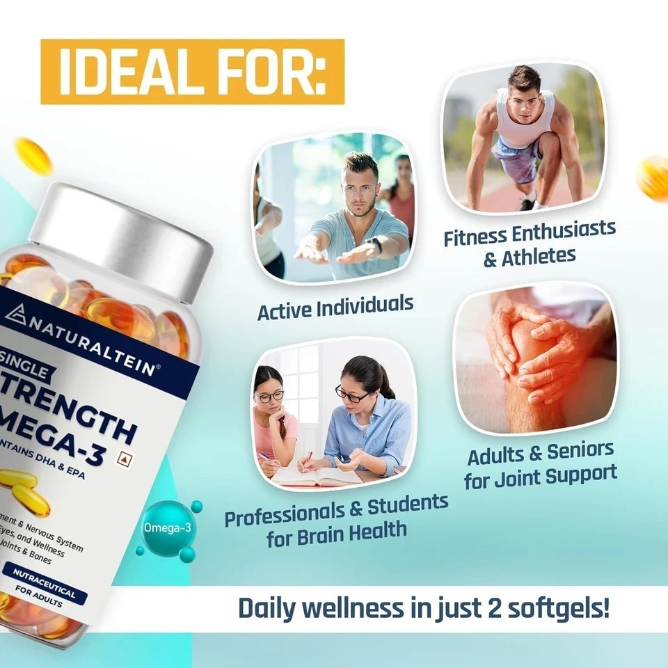 NATURALTEIN Omega 3 Fish Oil – 1000mg per Softgel | 60 Capsules F043