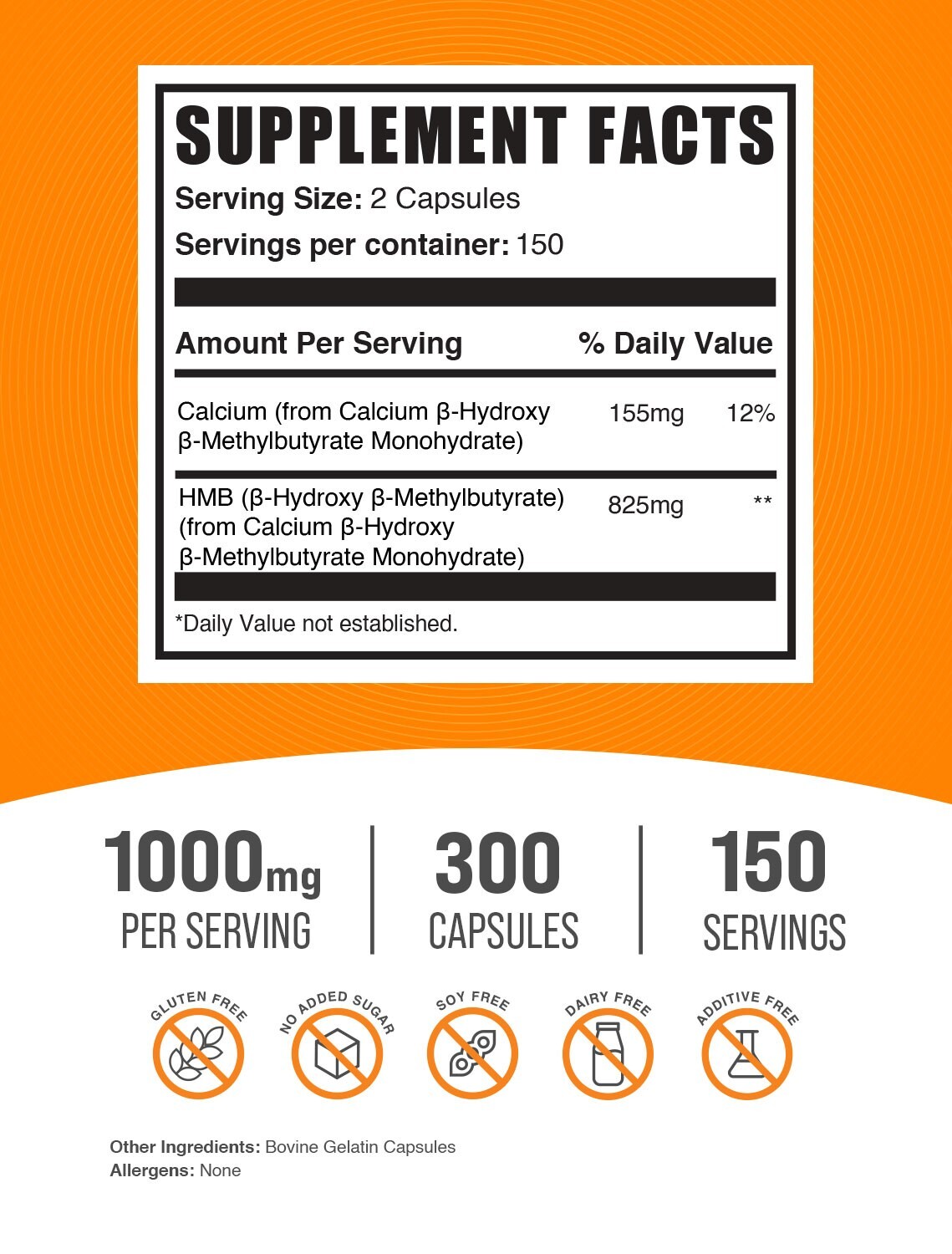 BulkSupplements Calcium HMB 300 Capsules – 1000 mg Per Serving