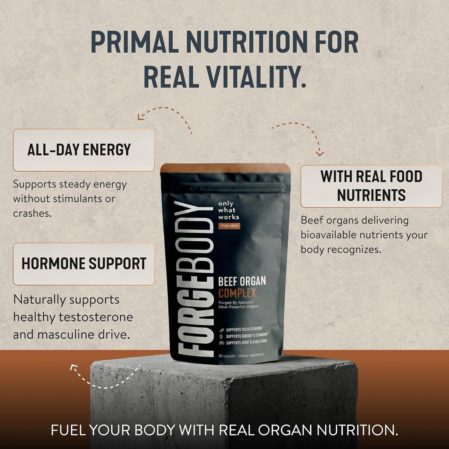 FORGEBODY® Beef Organ Complex Capsules [1 Month] – 100% Grass Fed Beef Organ Sup
