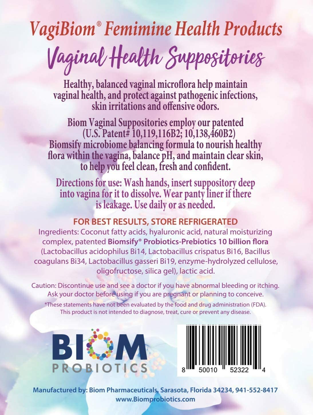 Vaginal Probiotic Suppository(15):FR-free,Vaginal pH & Odor Control, No Parabens