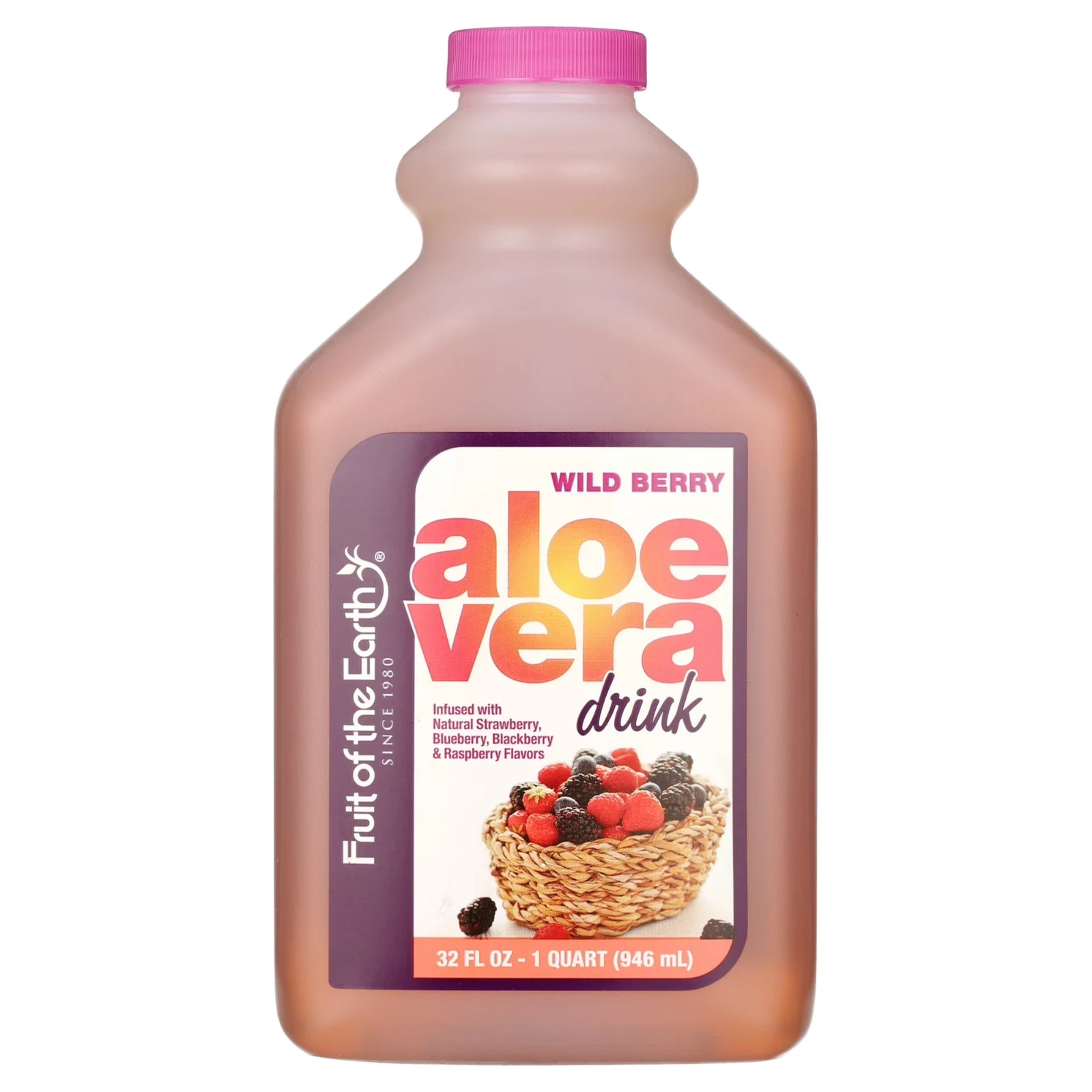 Fruit of the Earth Aloe Vera Drink Wild Berry Juice Beverage 32 fl oz Bottle