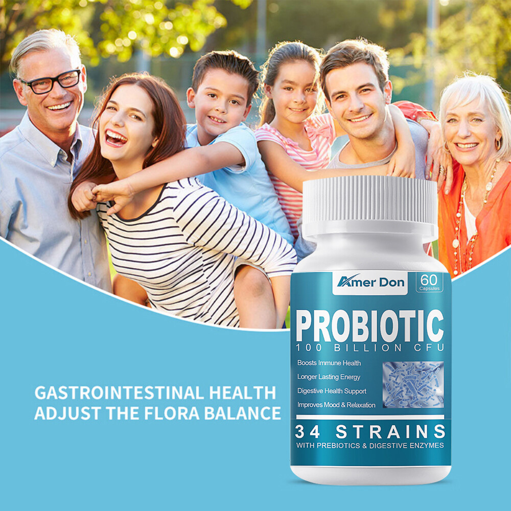 Gut Health Supplements – Raw Probiotics Digestive Enzymes, Bloating Relief 60ct