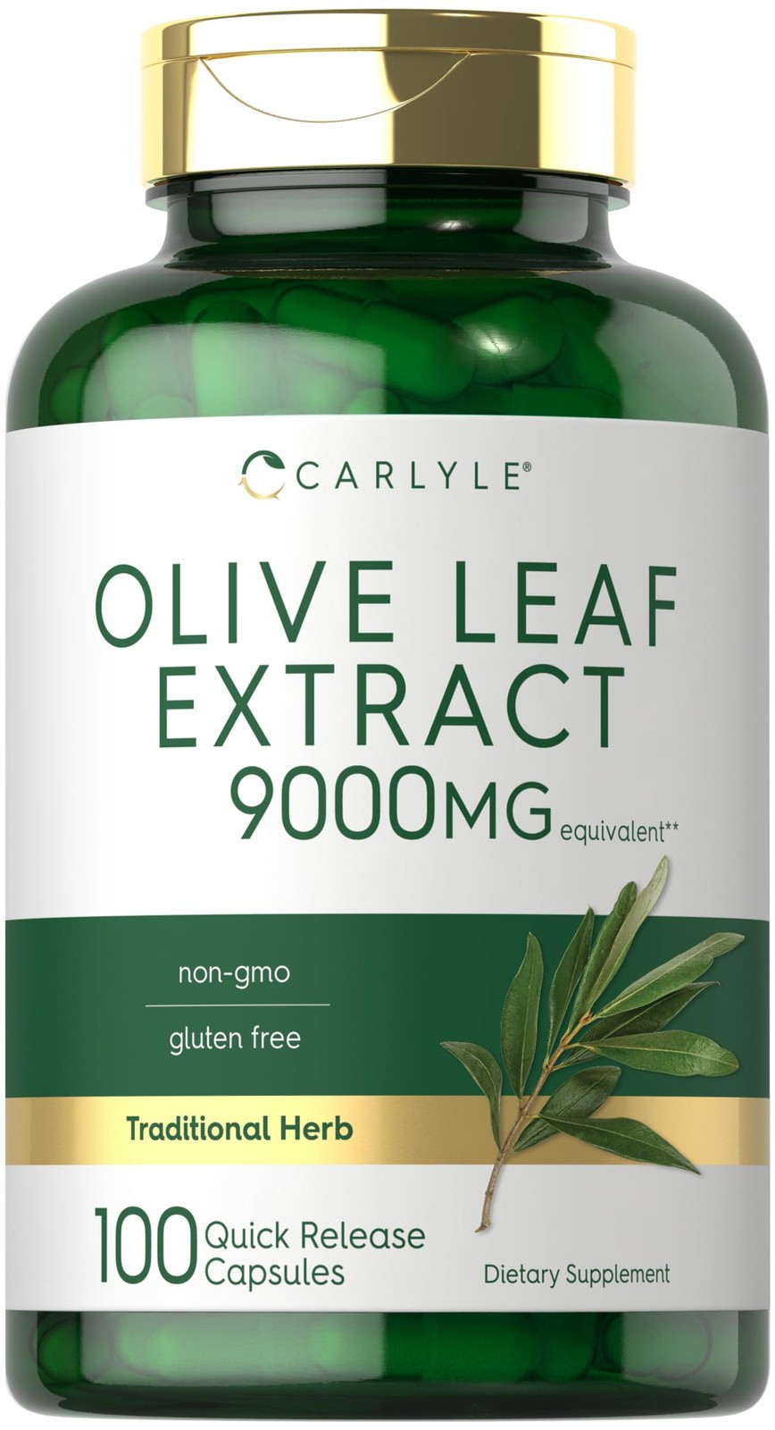 Carlyle Olive Leaf Extract 750 mg | 100 Capsules | with 100 Count (Pack of 1)