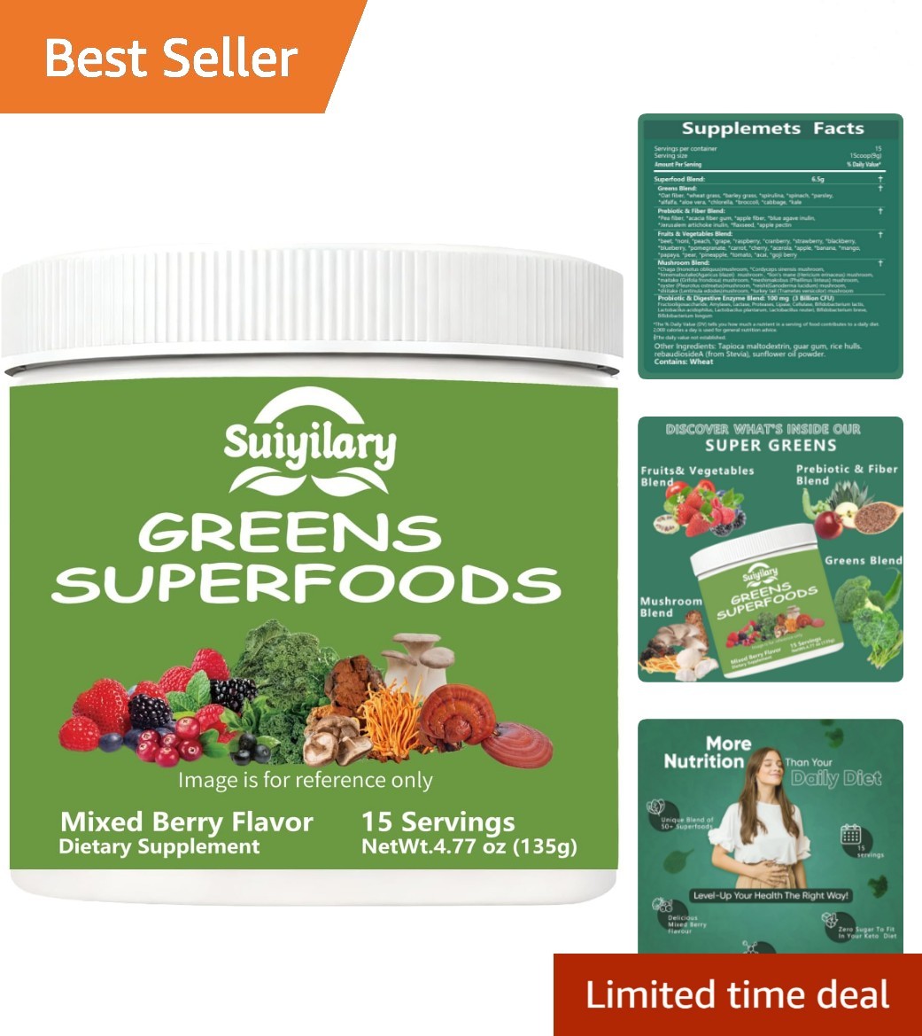Daily Greens Superfood Powder with Spirulina & Chlorella for Women – 15 Servings